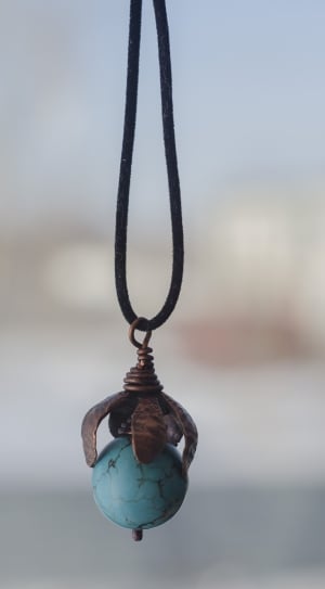 black and teal round pendant necklace thumbnail