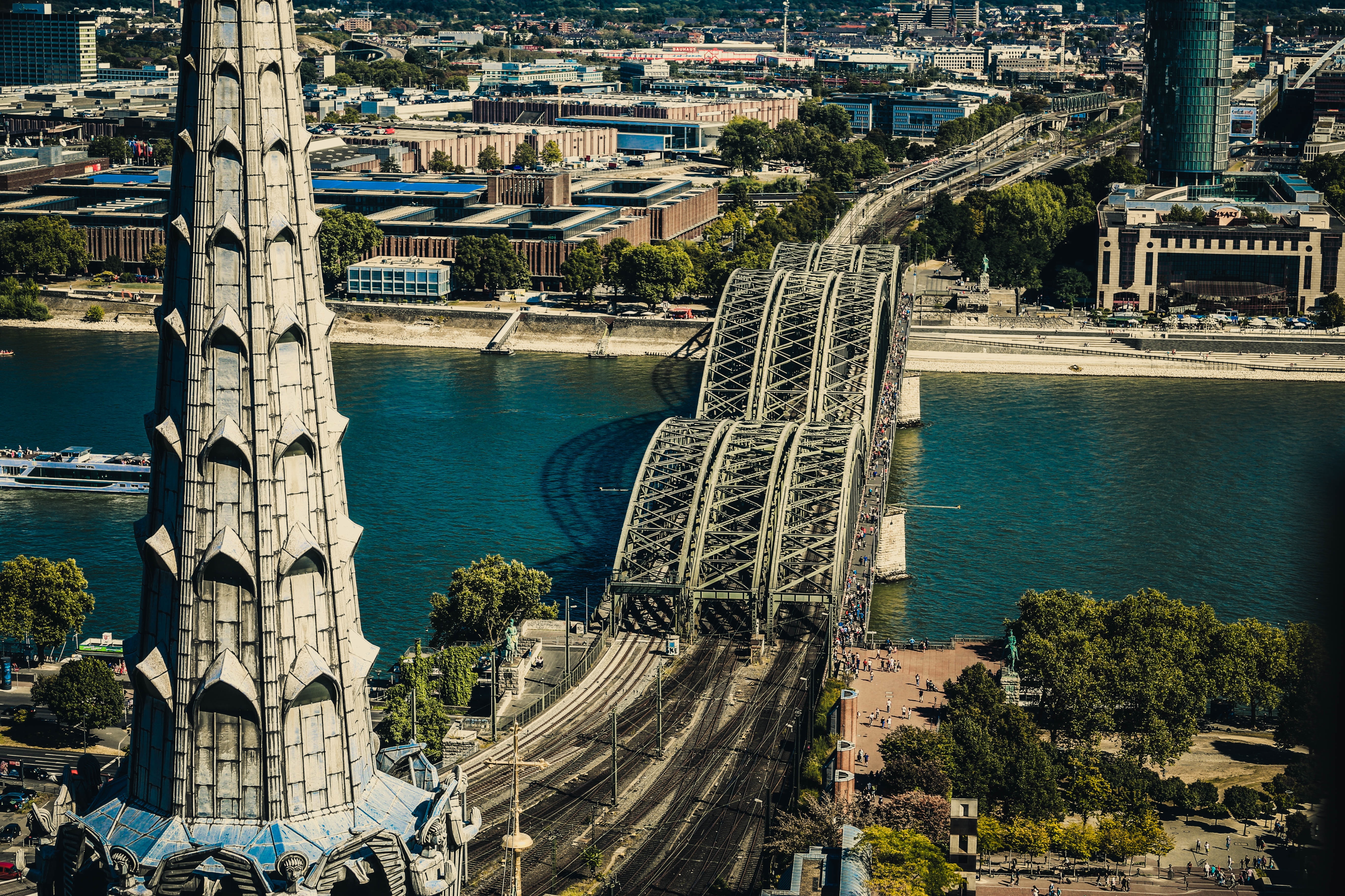 aerial photography of bridge and body of water