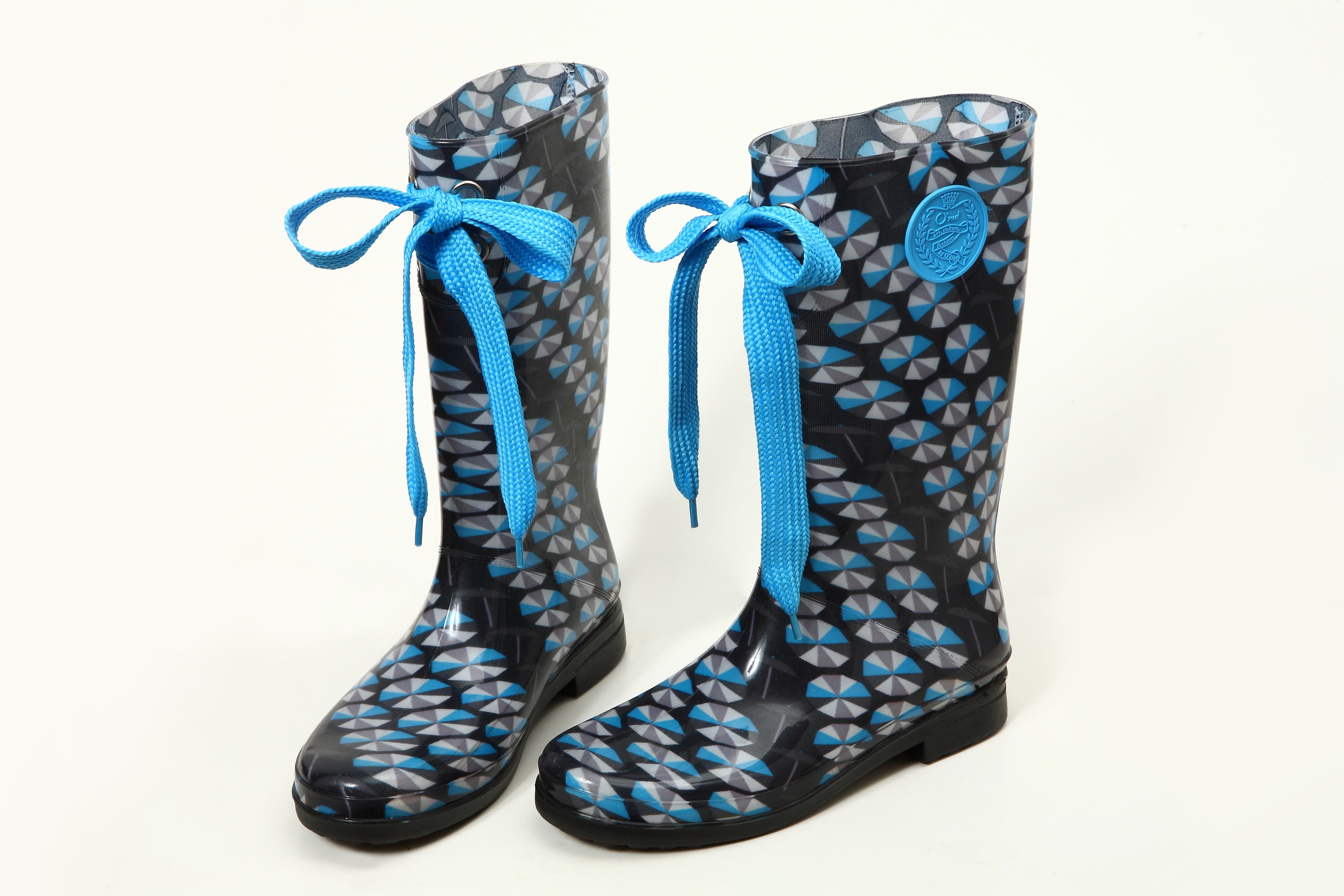 pair of women's blue and black boots