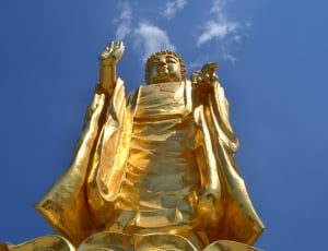 Red Mountain, Urumqi, Buddha Statues, gold colored, statue thumbnail