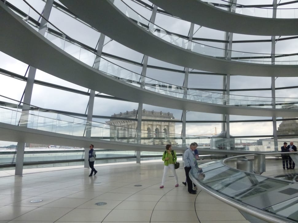 Berlin, Building, Glass Dome, Reichstag, walking, people preview