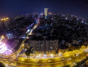 view of high rise building during night time thumbnail