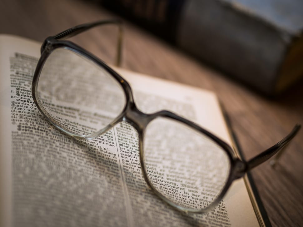Glasses, Knowledge, Library, Book, eyeglasses, table preview