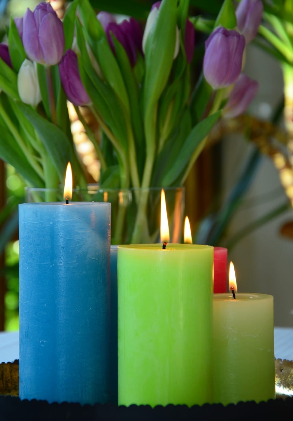 blue red and green candles preview