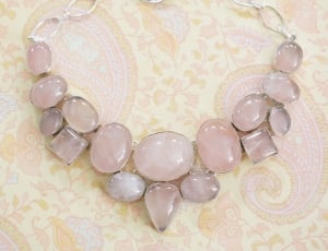 beige gem stones 2 tiers pendant necklace thumbnail