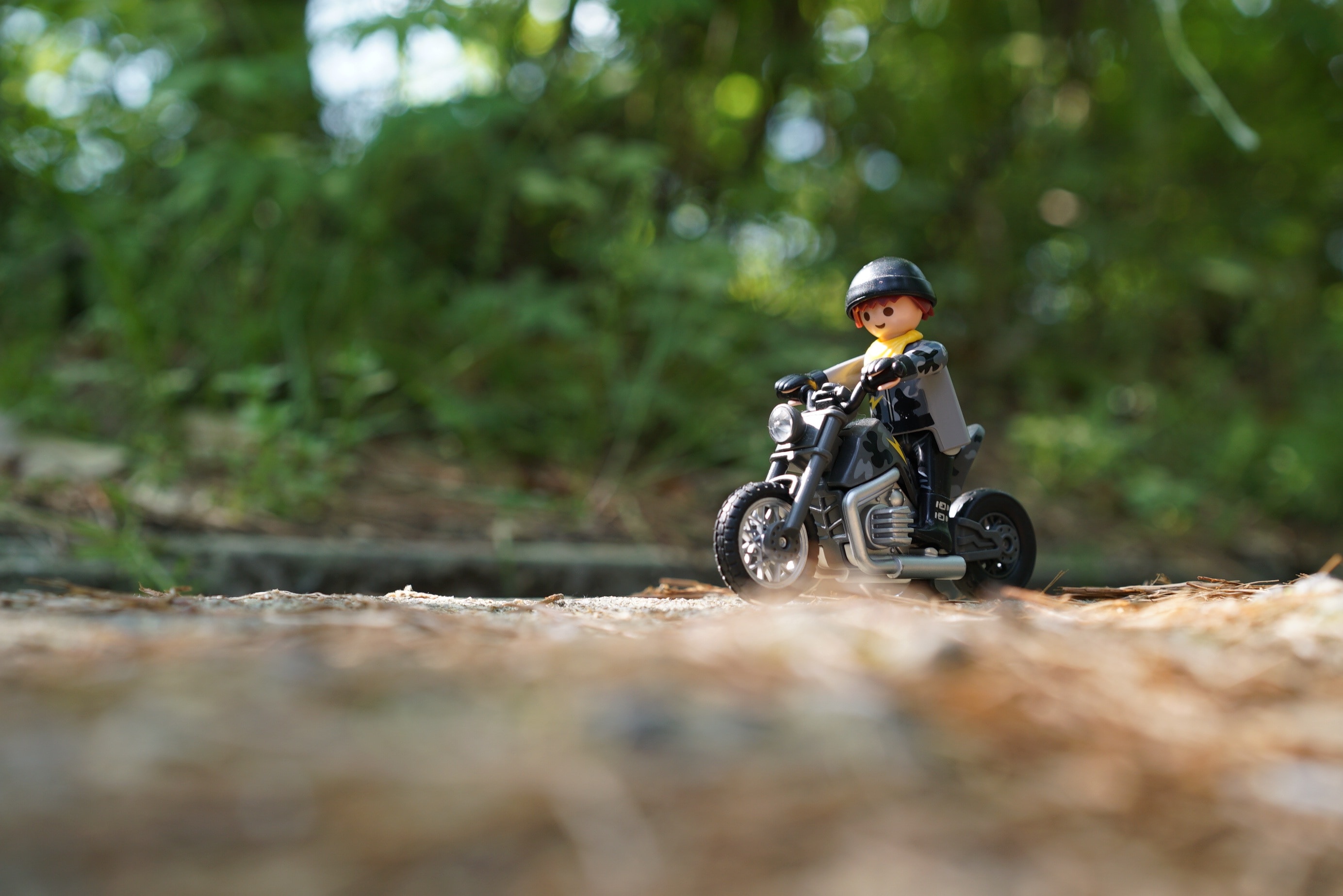 man riding motorcycle lego minifig
