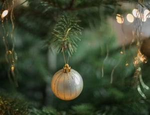 christmas, tree, lights, ball, hanging, focus on foreground thumbnail
