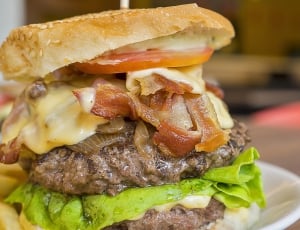 burger with tomato meat and cheese thumbnail