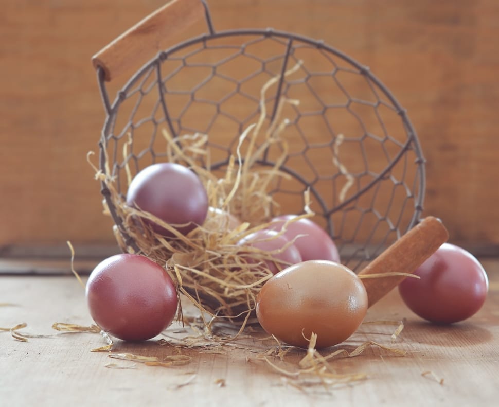 7 poultry egg and black metal basket preview