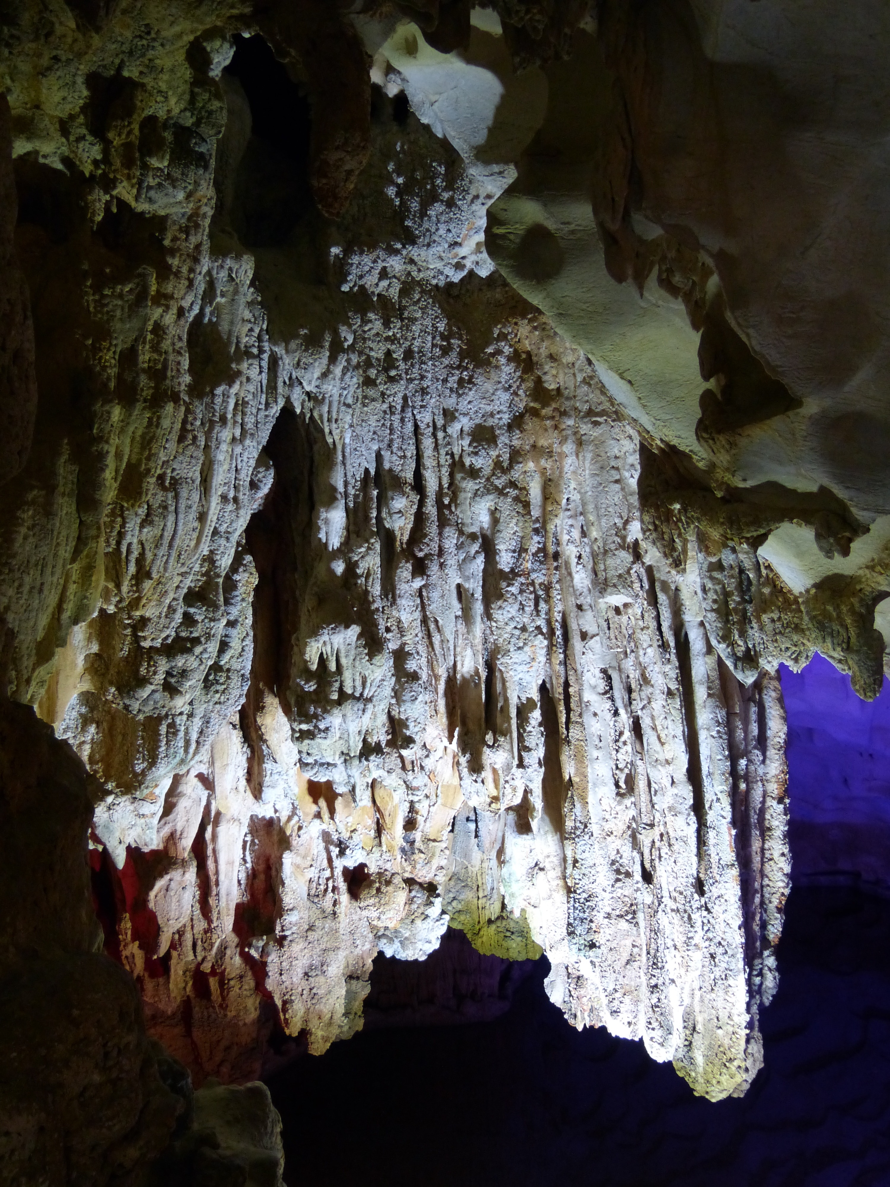 close up of stalagmites inside cave