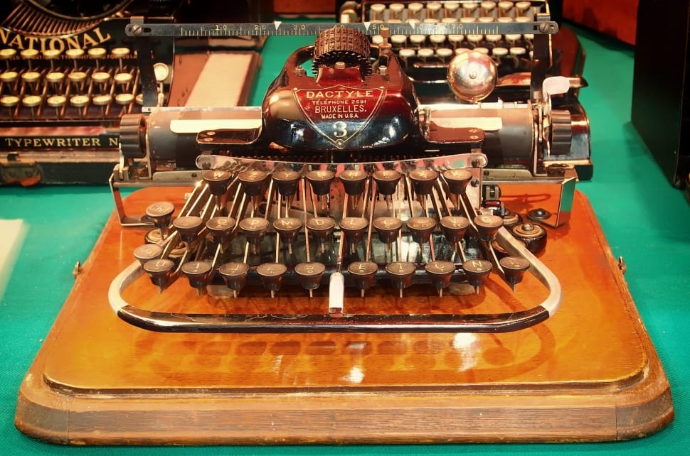 brown wooden typewriter preview