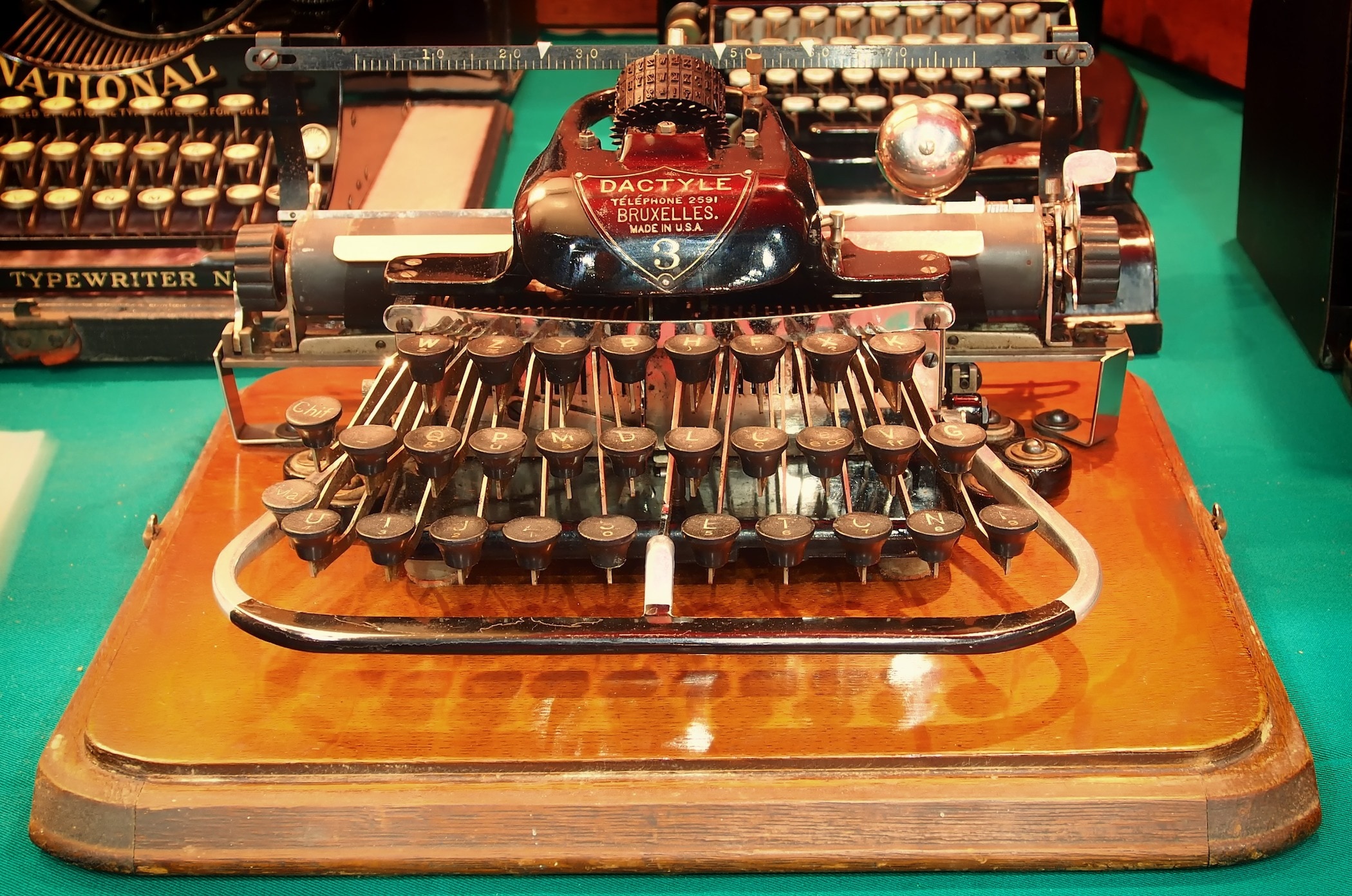 brown wooden typewriter