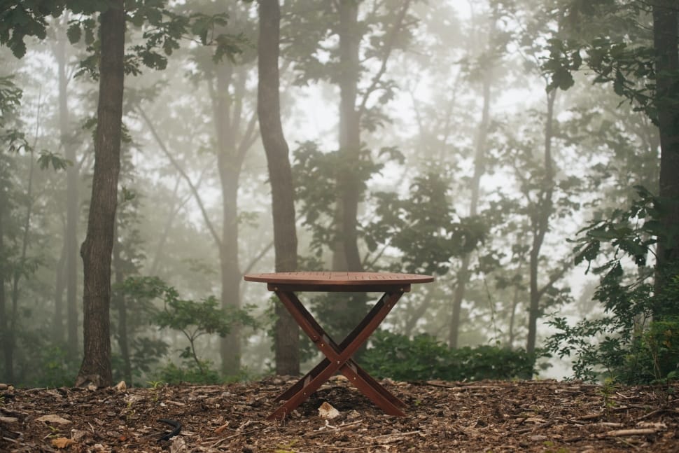 brown wooden round folding table preview