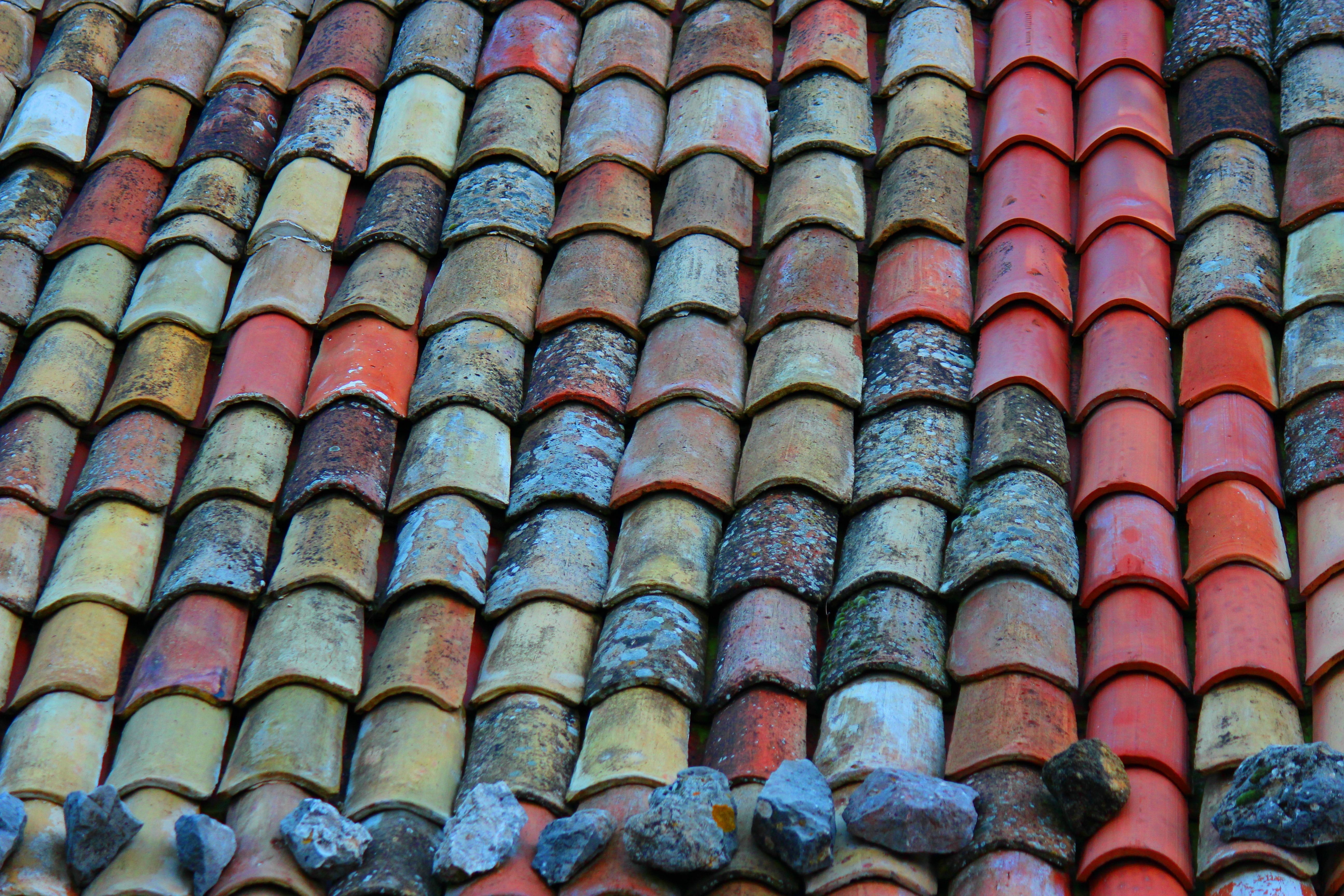 Colors, Red, Channels, Tiles, Roof, multi colored, in a row