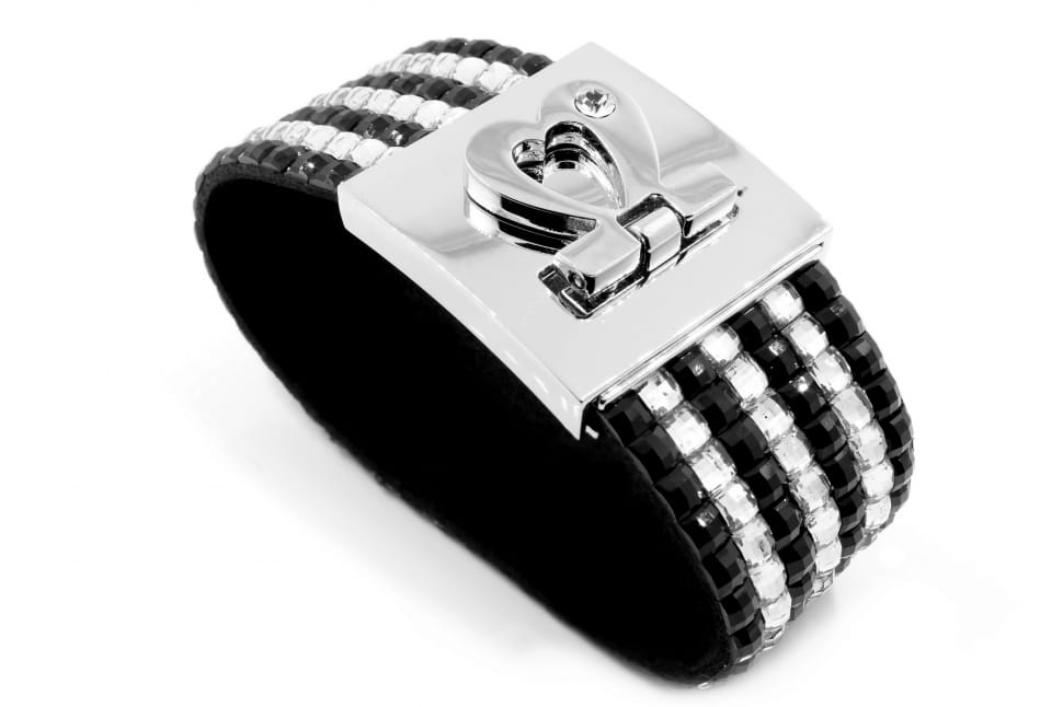crystal studded black and silver bracelet wrap preview