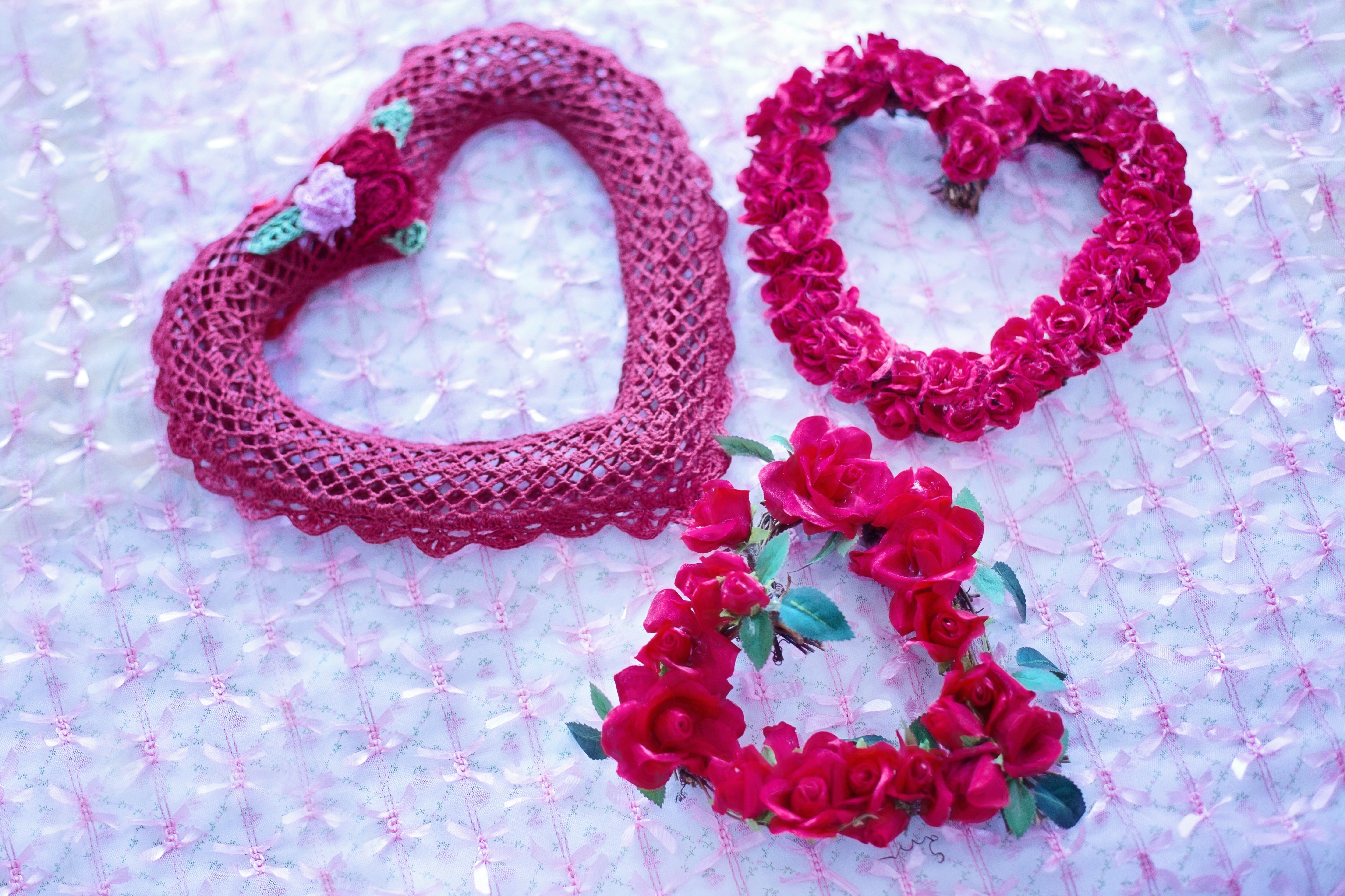Valentine, Red Hearts, Floral Hearts, no people, pink color