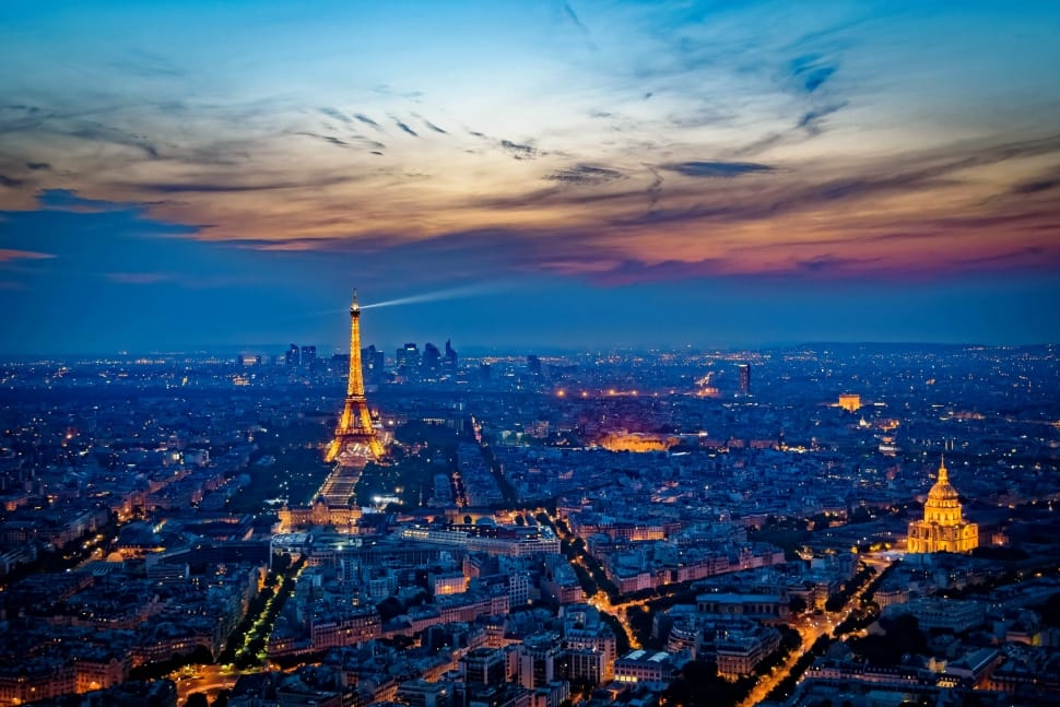Sunset, Eiffel Tower, France, cityscape, city preview