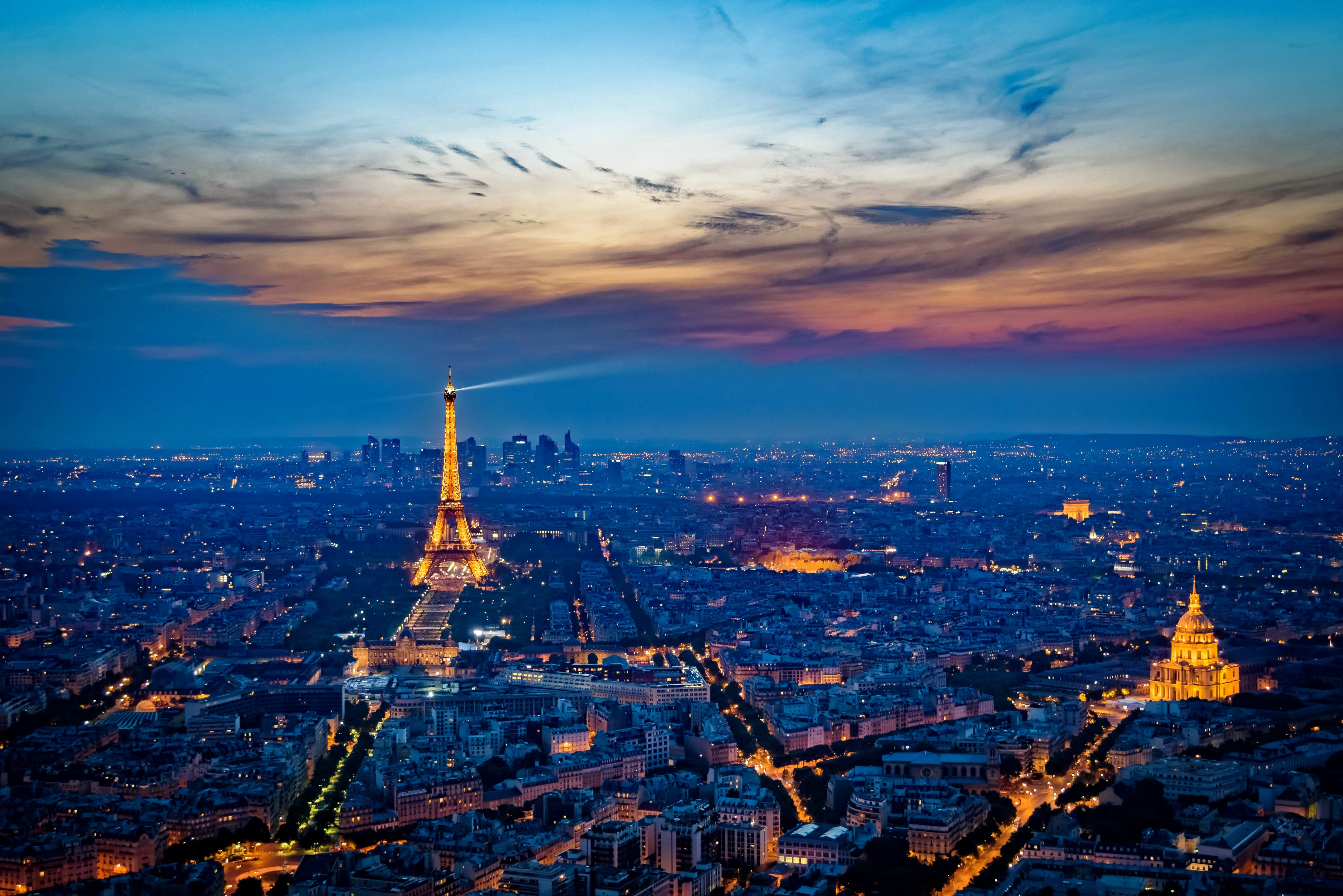 Sunset, Eiffel Tower, France, cityscape, city
