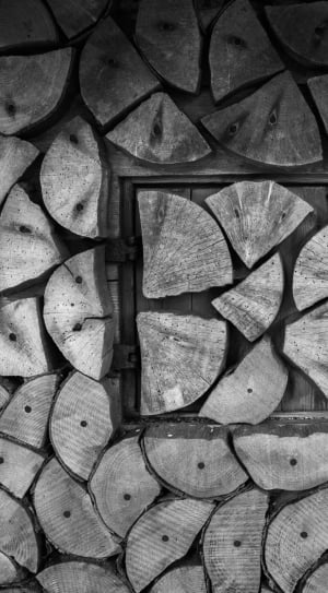 grayscale photo of firewood artwork thumbnail