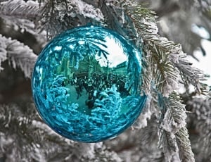 blue Baubles in closeup photography thumbnail