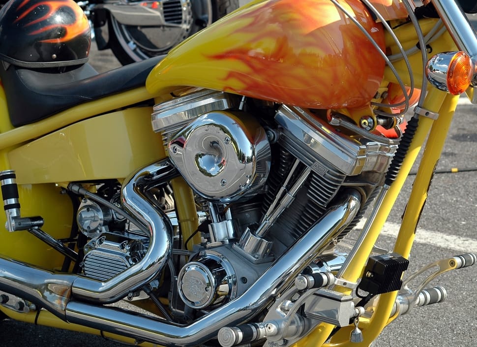 yellow and orange flame theme motorcycle free image - Peakpx