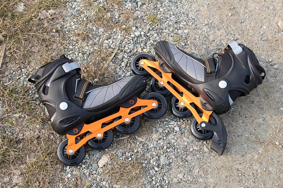 black gray and yellow inline skates preview