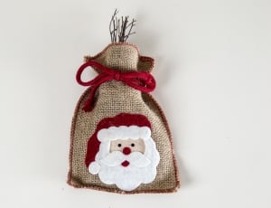 brown white and red santa claus drawstring pouch thumbnail