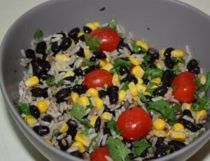 green yellow and red cook food on gray round bowl thumbnail