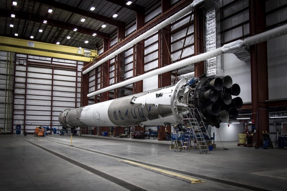 Falcon 9 first stage in hangar preview