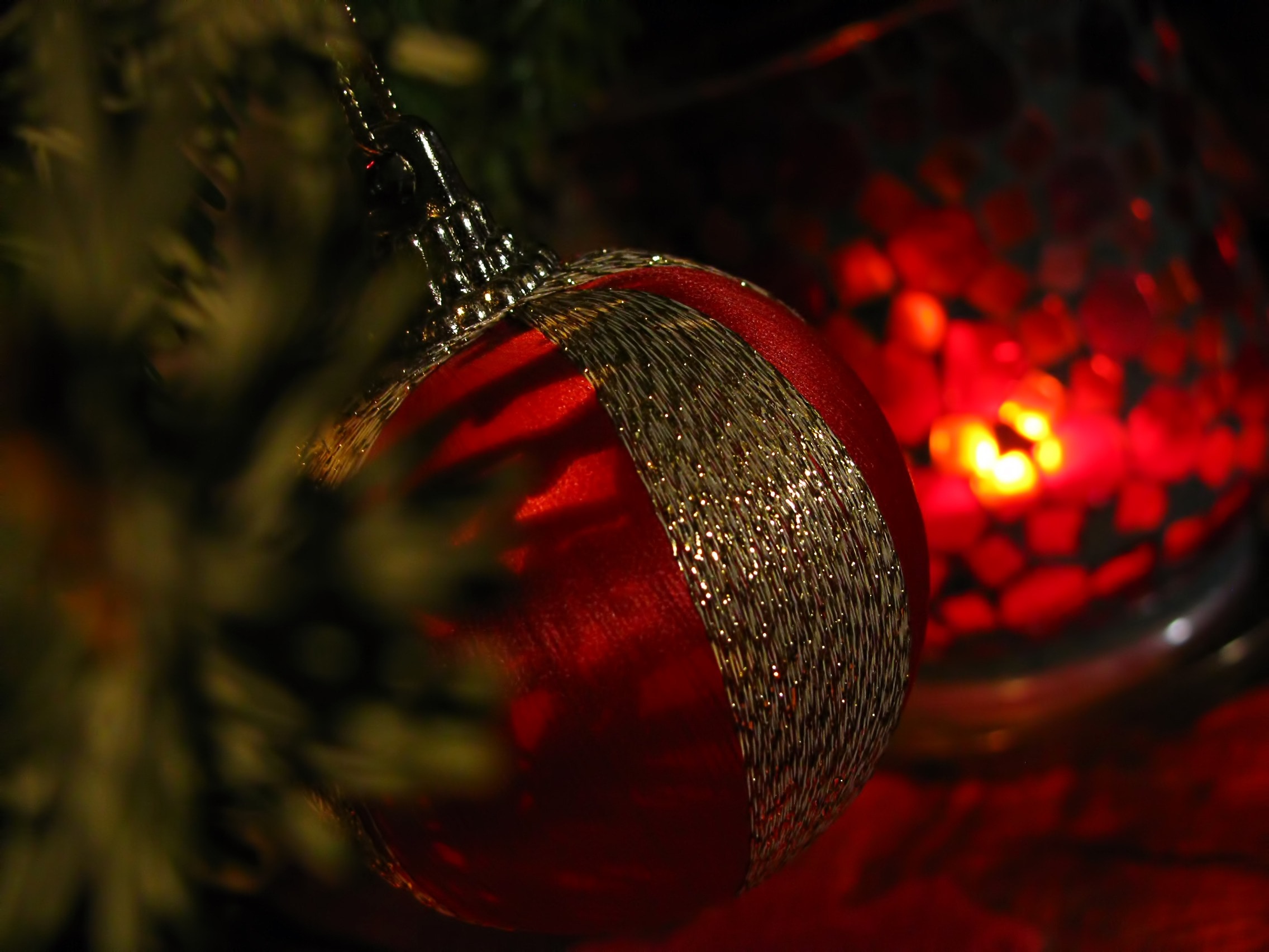 red and grey bauble