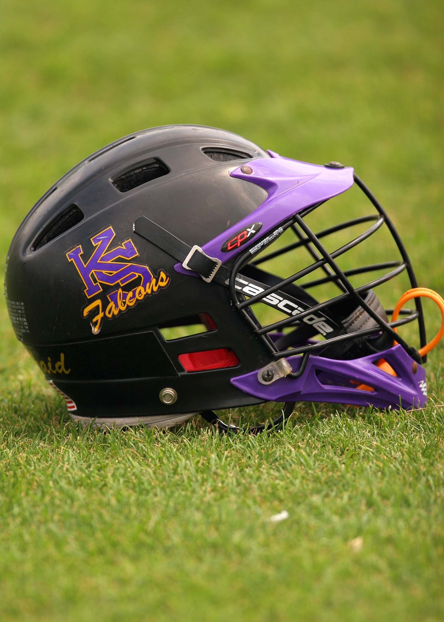 purple and black ks falcons helmet