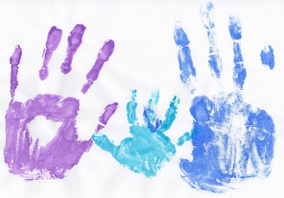 purple blue and teal hand prints preview