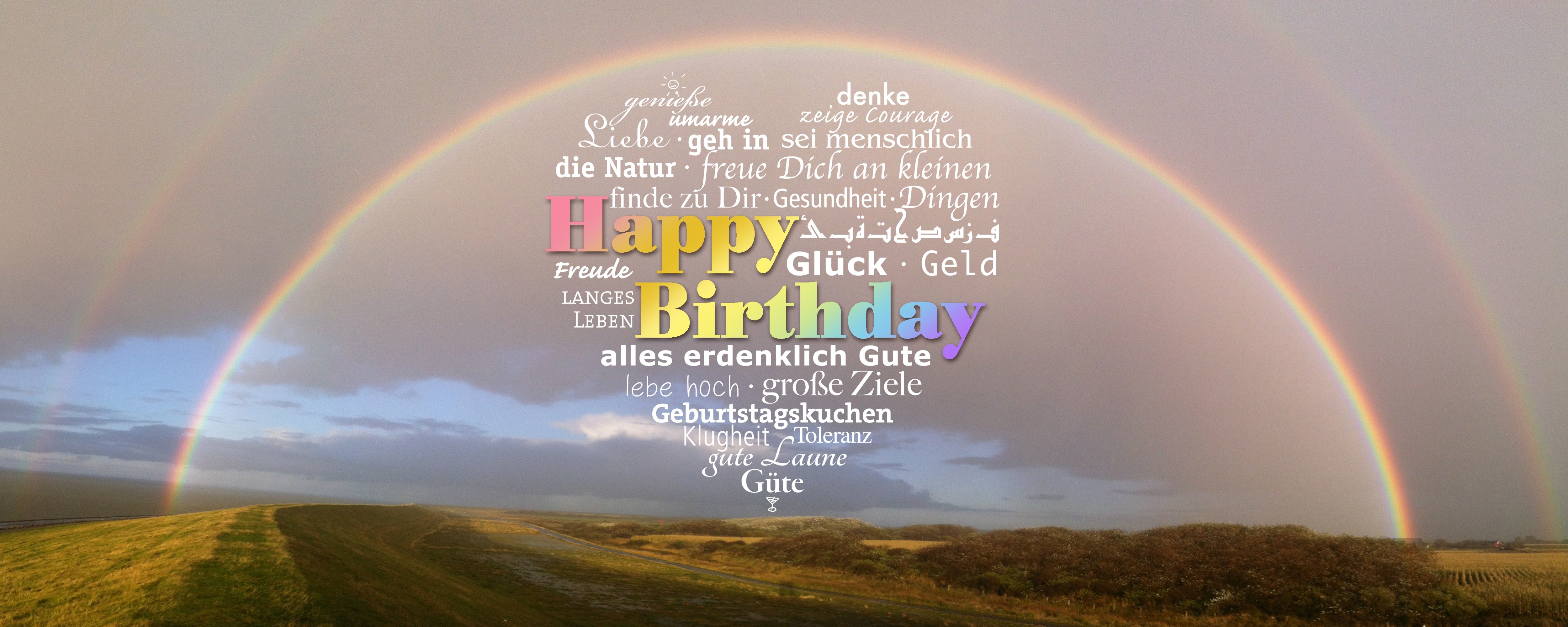 Birthday, Greeting, Rainbow, rainbow, no people