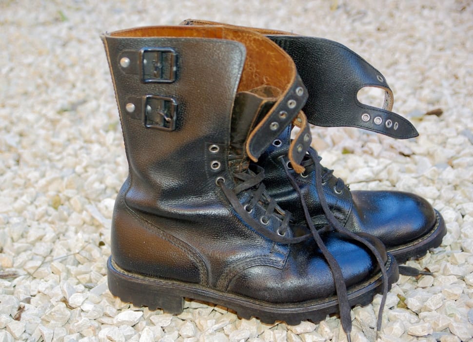 black leather combat boots preview