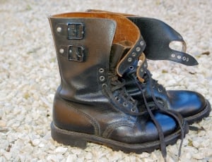 black leather combat boots thumbnail