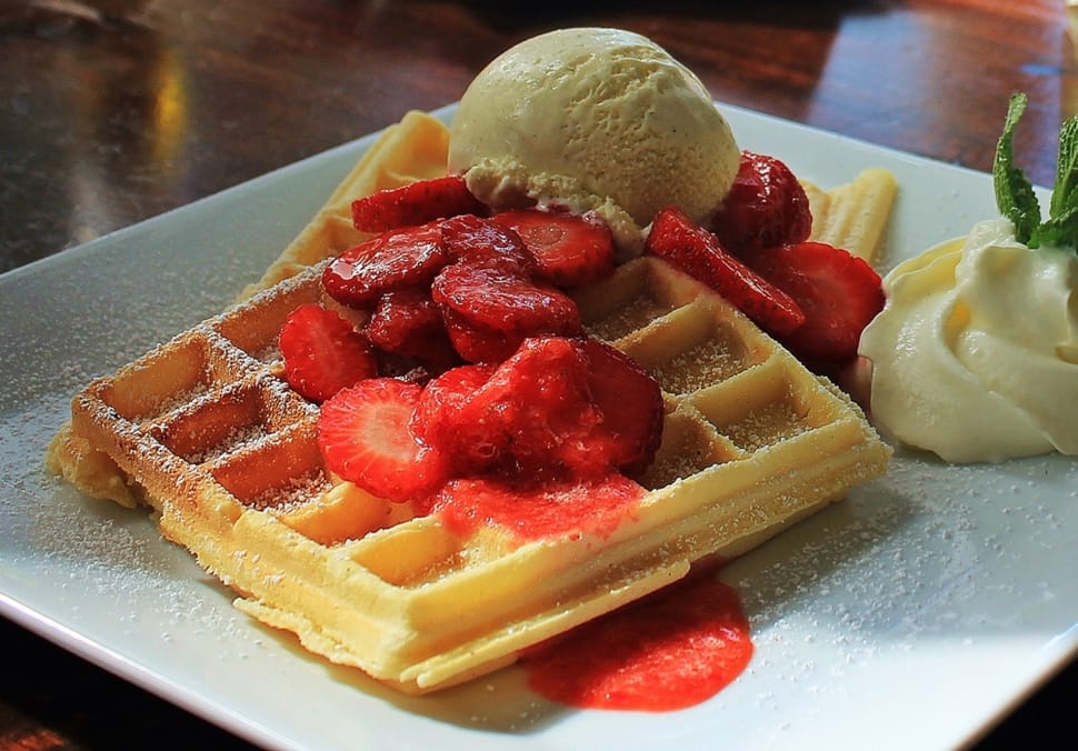 waffle with strawberry on top preview