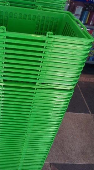 green stackable plastic shopping basket lot thumbnail