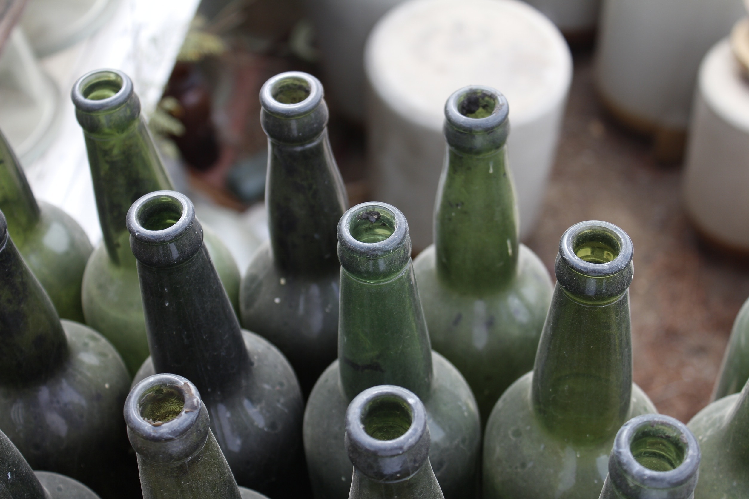 green translucent bottle lot