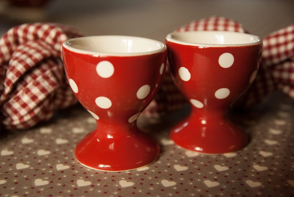 two red and white polka dot ceramic cup preview