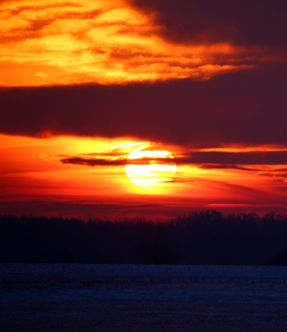 Snow, Wintry, Sunset, Afterglow, Sun, sunset, orange color preview