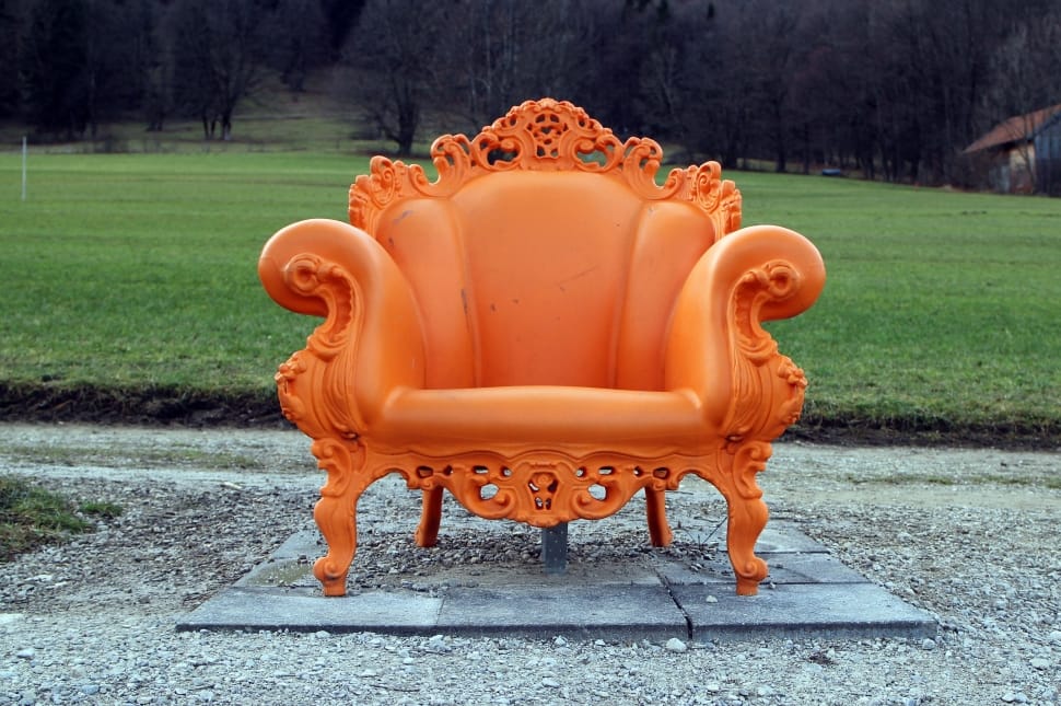 orange leather armchair preview