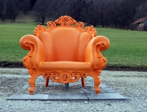 orange leather armchair thumbnail