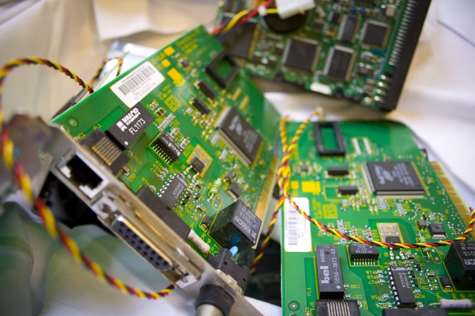 shallow focus photography of green circuit boards preview