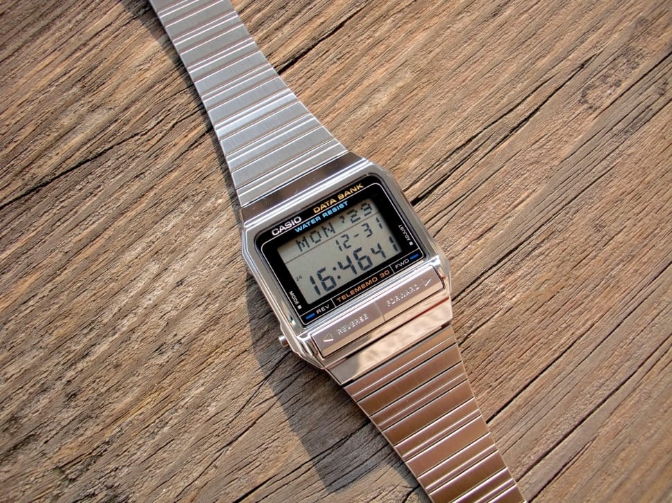 silver metal strap casio digital watch preview