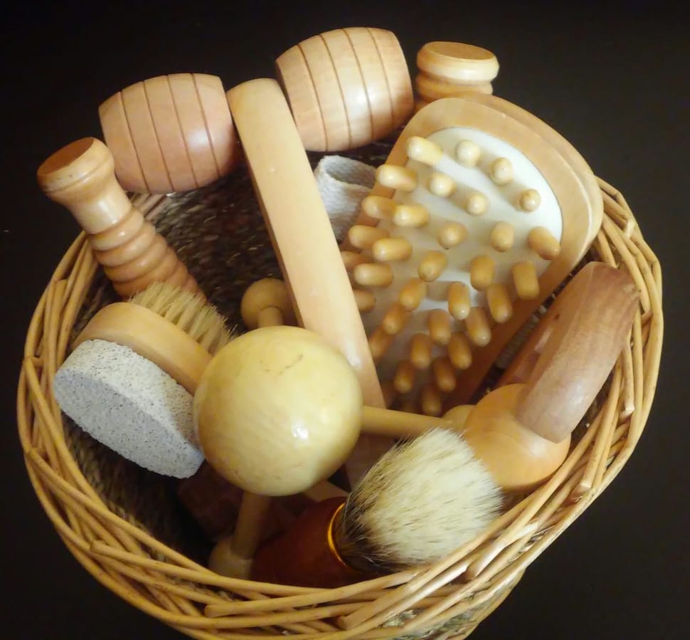 wooden massage tool on basket preview
