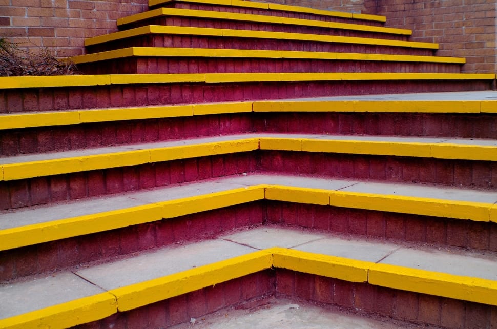 yellow and red painted concrete stairs preview