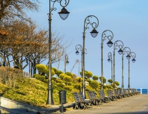 stainless steel street lights and bench thumbnail