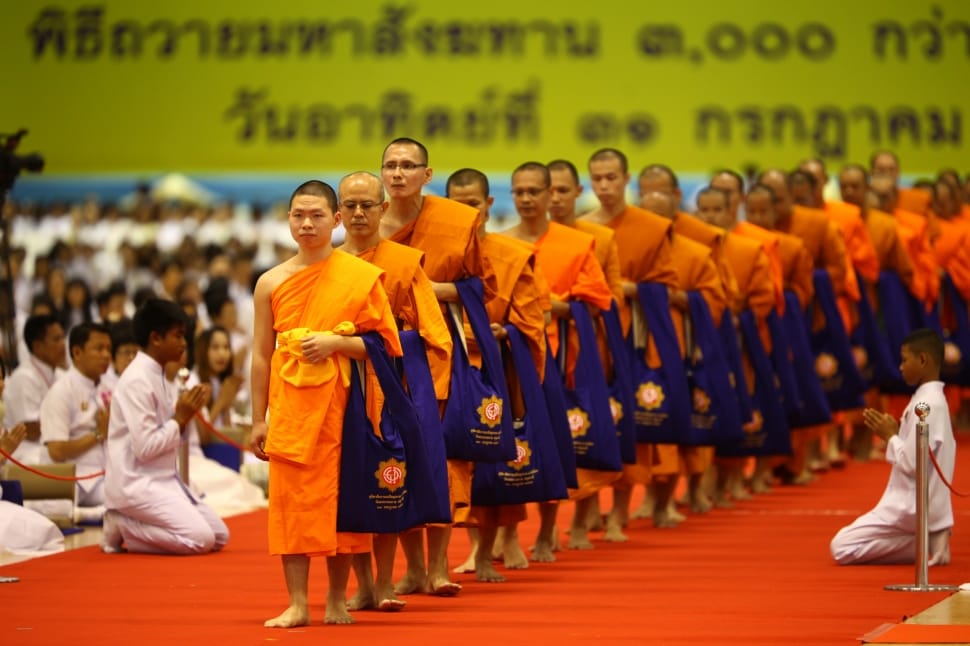 monks in orange clothing preview
