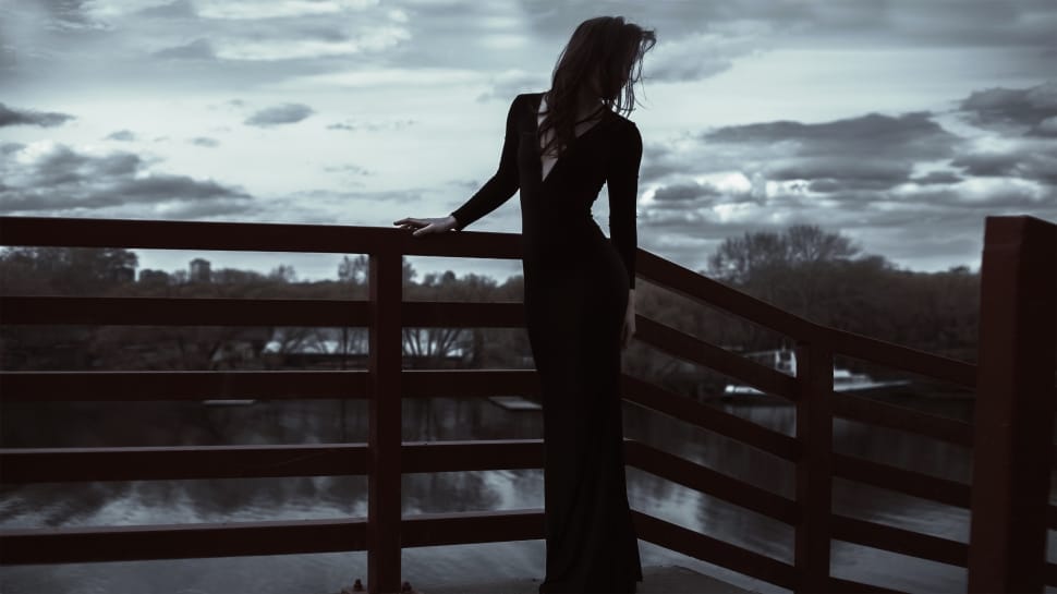 women's black surplice long sleeve bodycon maxi dress preview