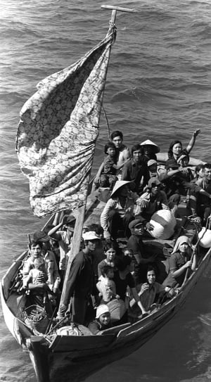 35 Vietnamese Refugees, Boat People, nautical vessel, water thumbnail